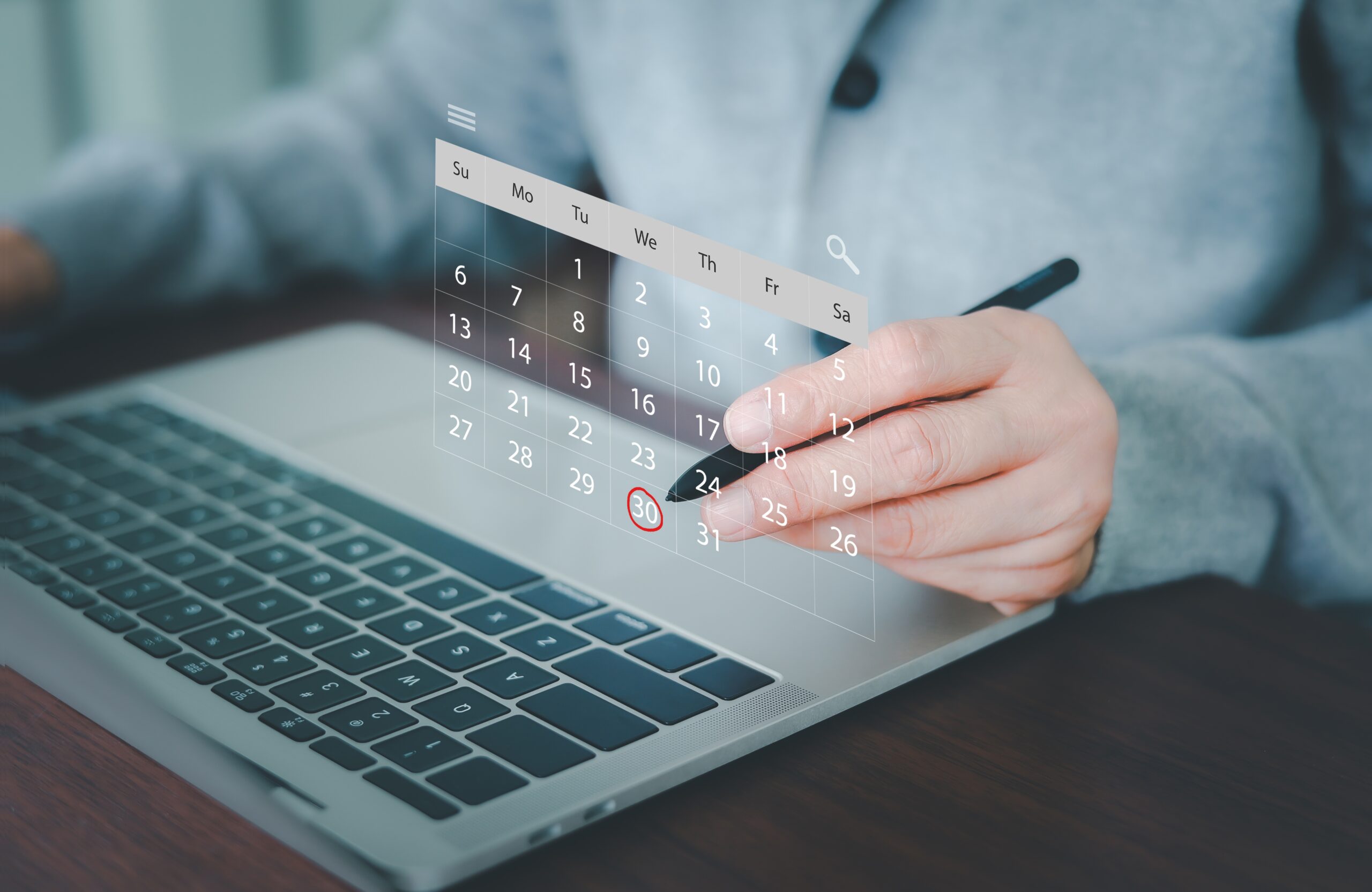 A direct sales professional marking their calendar